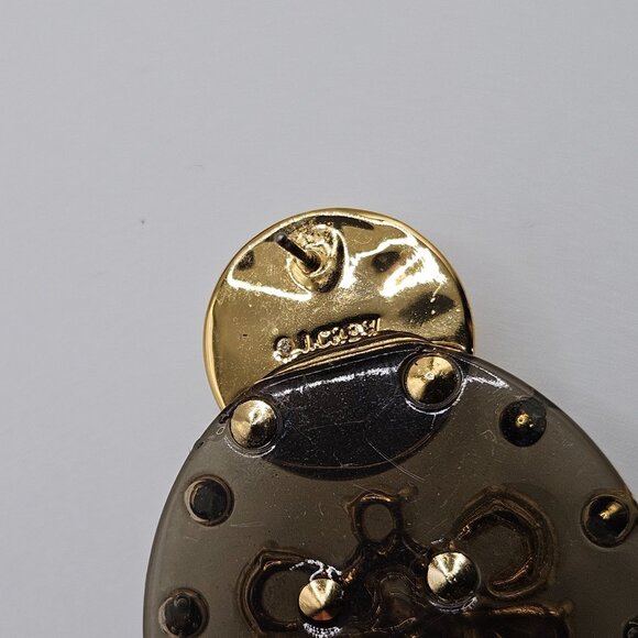 J Crew Earrings Brown Lucite Crystal Shield Drop Statement Preppy Party - Picture 6 of 7